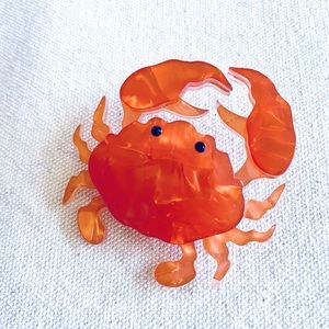 🦀 Laser Cut Acrylic Crab Brooch Pin 🦀